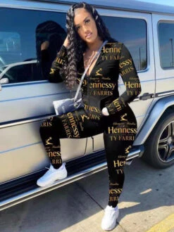 Casual Letter Print Womens Tracksuits