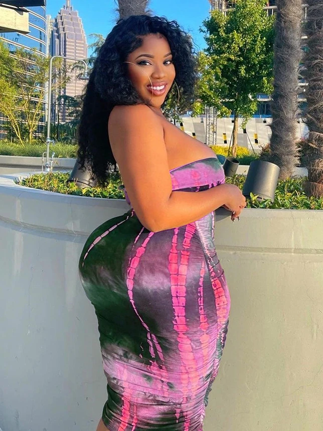 Plus Tie Dye Strapless Two Piece Skirt Sets - Image 2