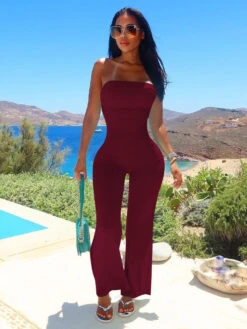Pure Strapless Tie Wrap Sexy Jumpsuit