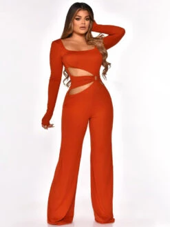 Solid Latest Style Hollow Out One Pieces Jumpsuits