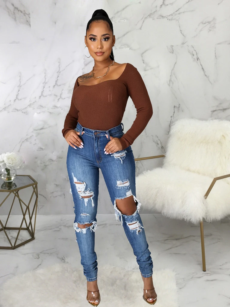 Night Club Hollow Out Jeans For Women - Image 2