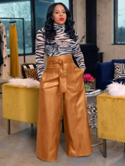 Latest Style Stylish High Waist Pu Long Pants
