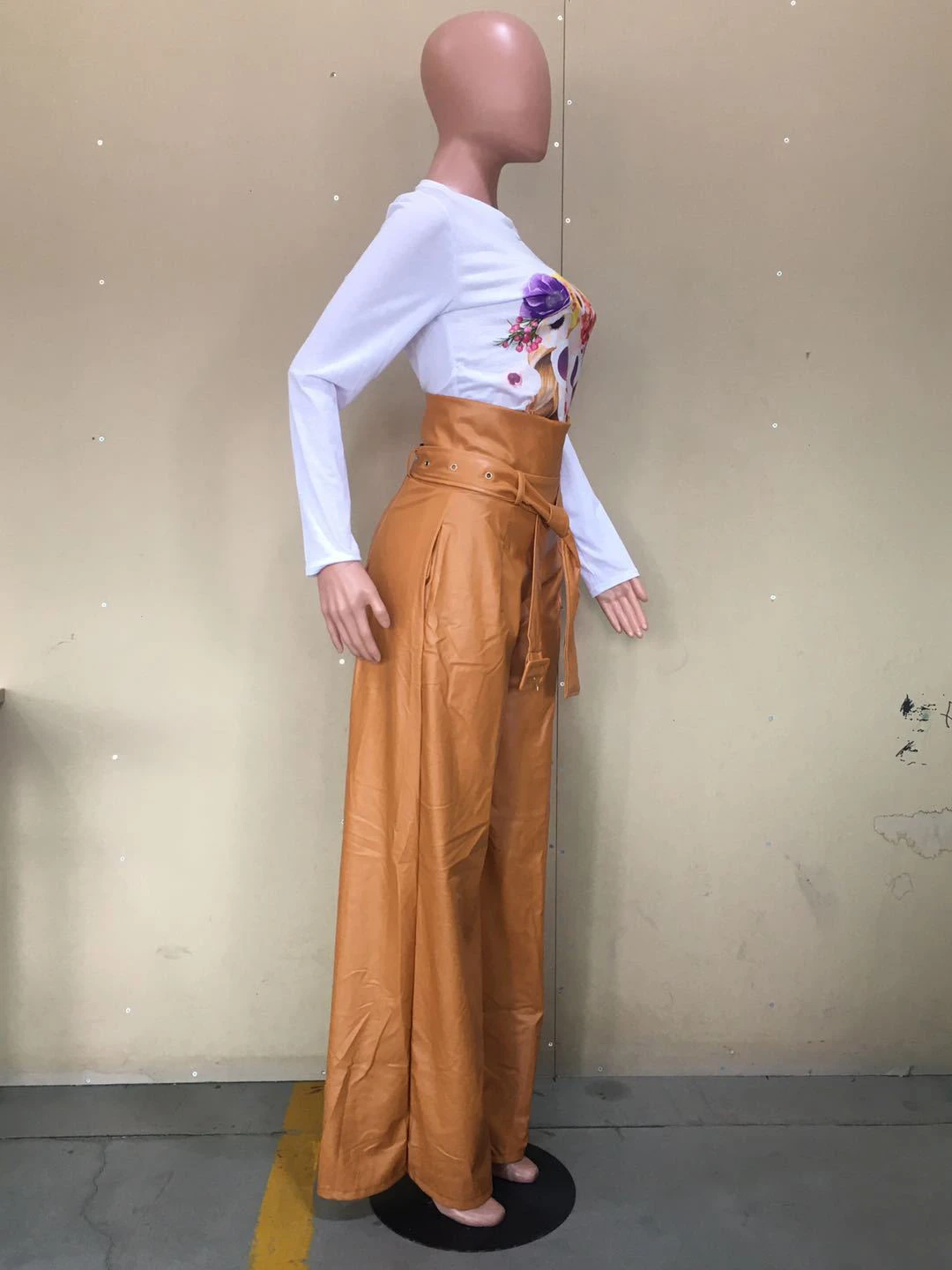 Latest Style Stylish High Waist Pu Long Pants - Image 4