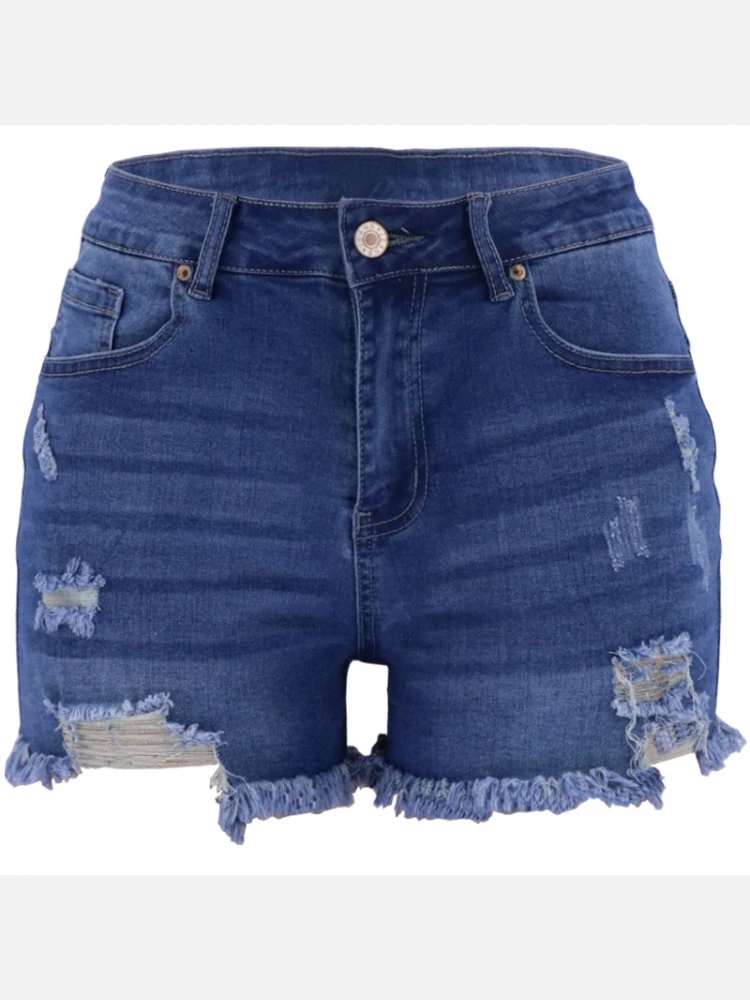 Casual Summer Ripped Black Jean Shorts - Image 2