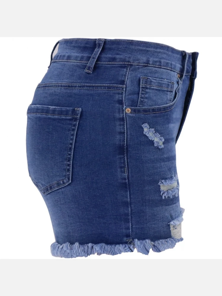 Casual Summer Ripped Black Jean Shorts - Image 3