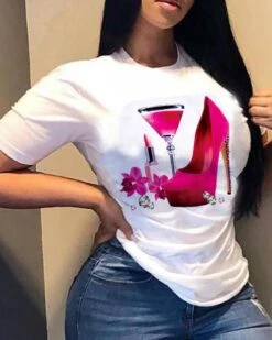 Leisure Printing Short Sleeve Plus Size Tee Shirts