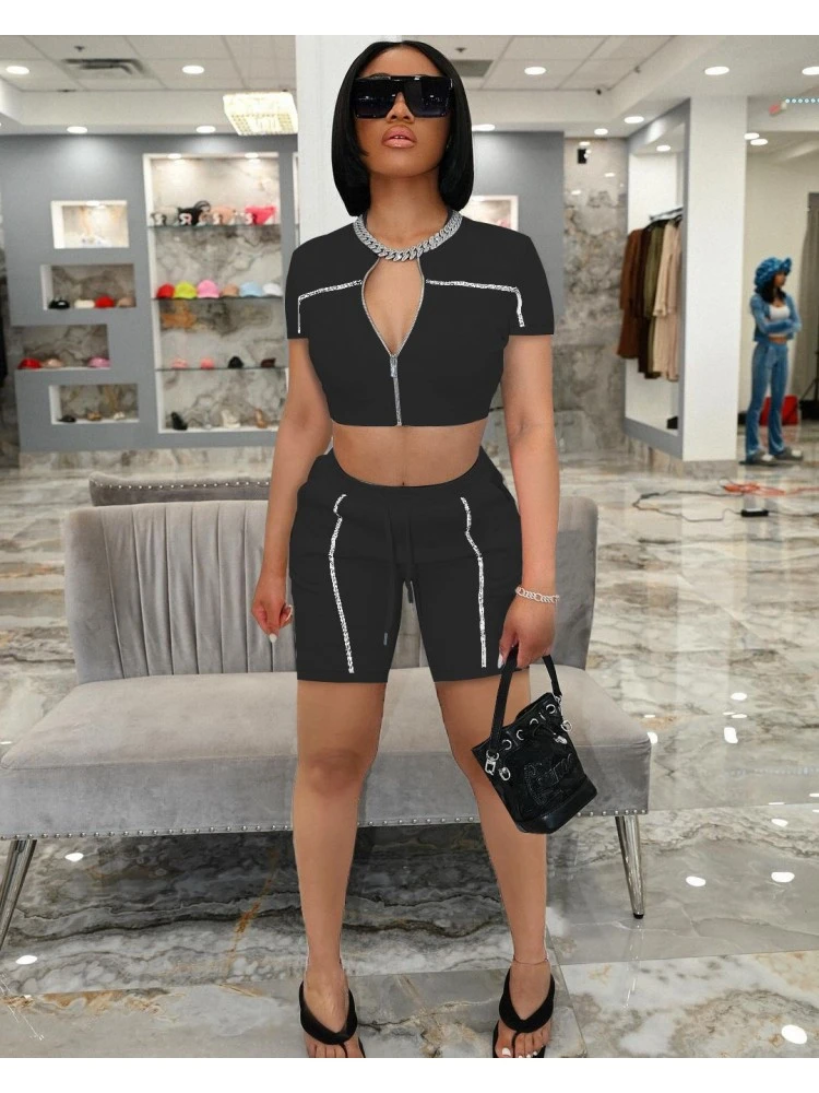 New Fashion Short Sleeve Two-Piece Shorts Set