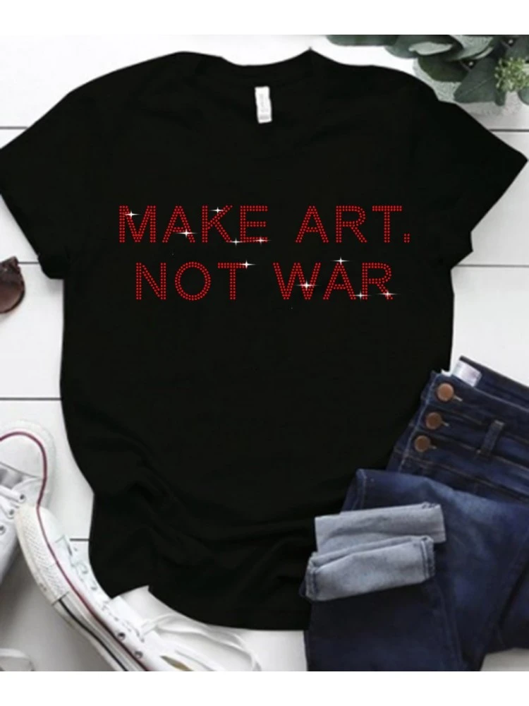 Summer Casual Letter Diamond Short Sleeve T Shirts - Image 2