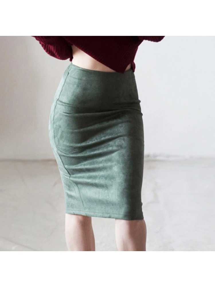 Versatile Pure Color Slit High Waist Skirt