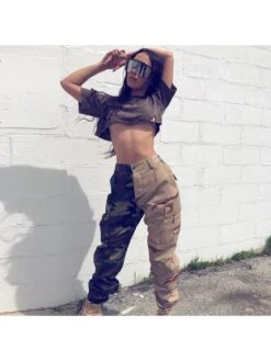 Fashion Camouflage Mid Waist Cargo Pant