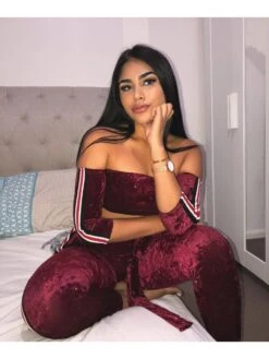 Off The Shoulder Cropped Top And Trouser Sets