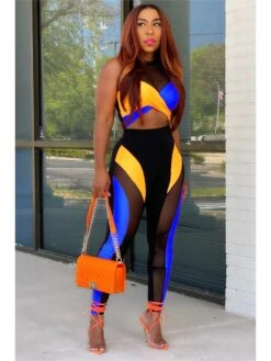 Women's Gauze Colorblock Sexy Suits