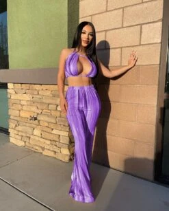 Women's Sexy Halter Top And Long Pants Set