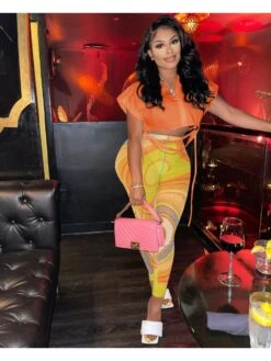 Women Short Sleeve 2 Piece Trouser Suits