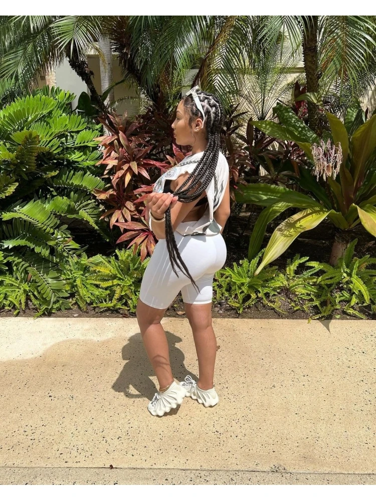 Printing Short Sleeve Top And Shorts Women's Set - Image 2