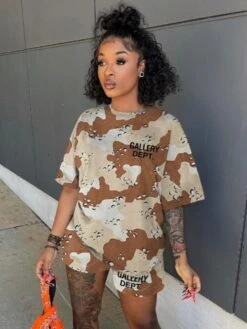 Women's Casual Camouflage Two-Piece Shorts Sets