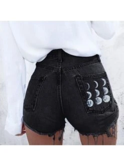 Summer Stylish Printed Denim Shorts For Women