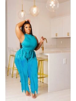 Women Solid Tassel Matching Trouser Sets For Women