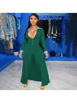 Plaid Patchwork Long Coat And Pant Sets