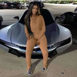 V Neck Top And Split Hem Trouser Women's Sets