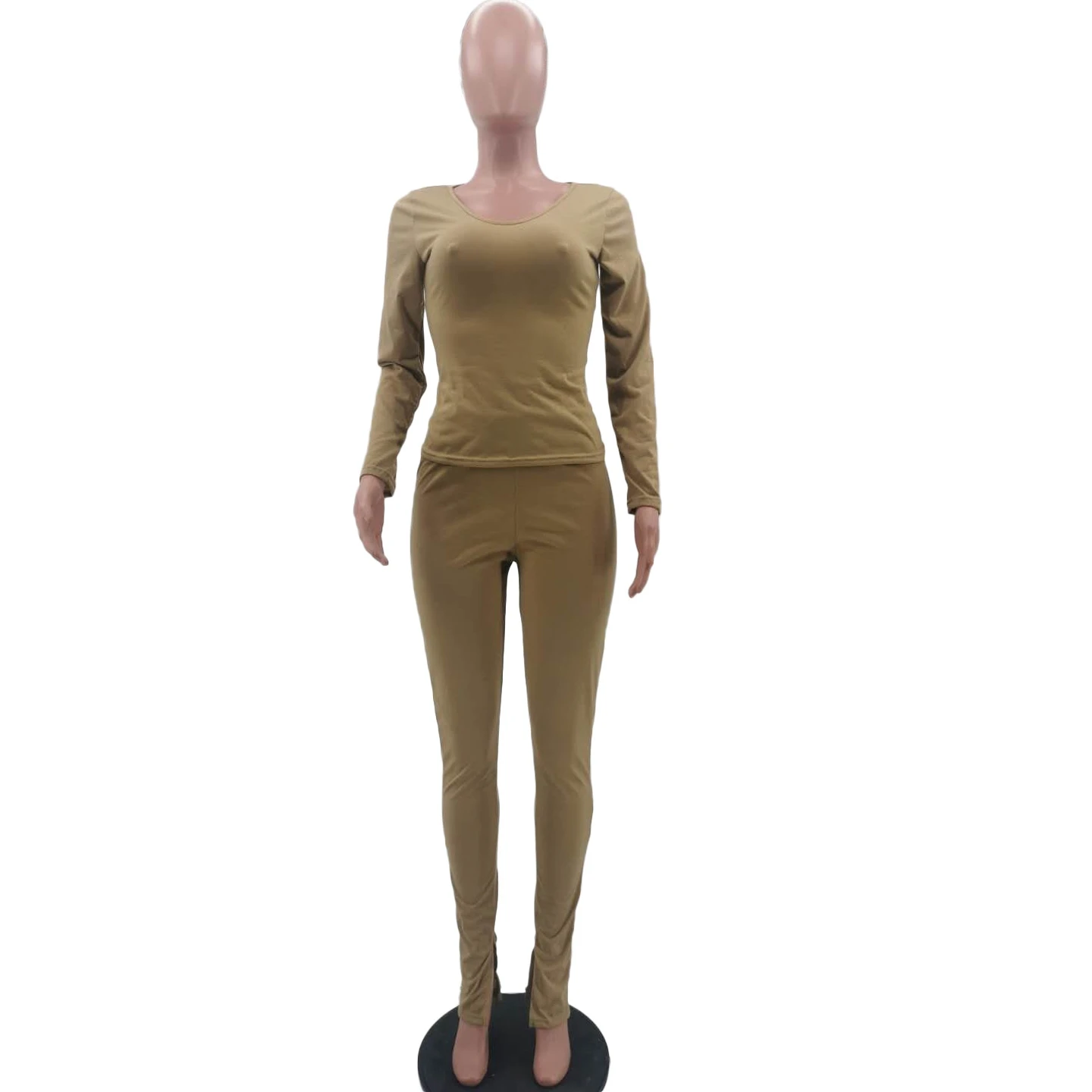 V Neck Top And Split Hem Trouser Women's Sets - Image 2