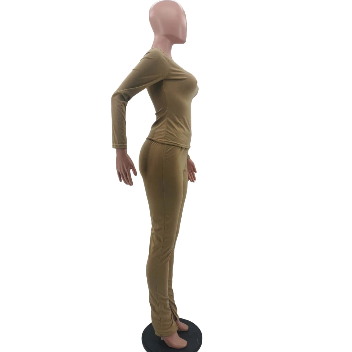 V Neck Top And Split Hem Trouser Women's Sets - Image 3