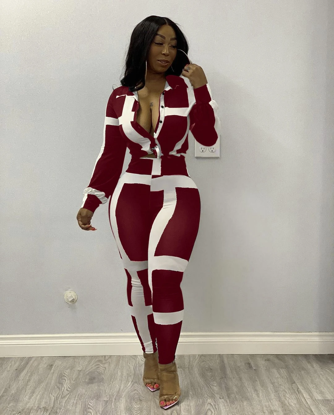 Casual Contrast Color Matching 2 Piece Pant Sets