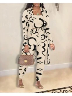 Casual Printed 3-Piece Set For Women