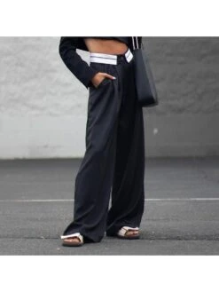 2023 Casual Loose High Waist Women's Black Pants