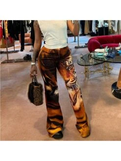 Animal Print Flare Pants For Women