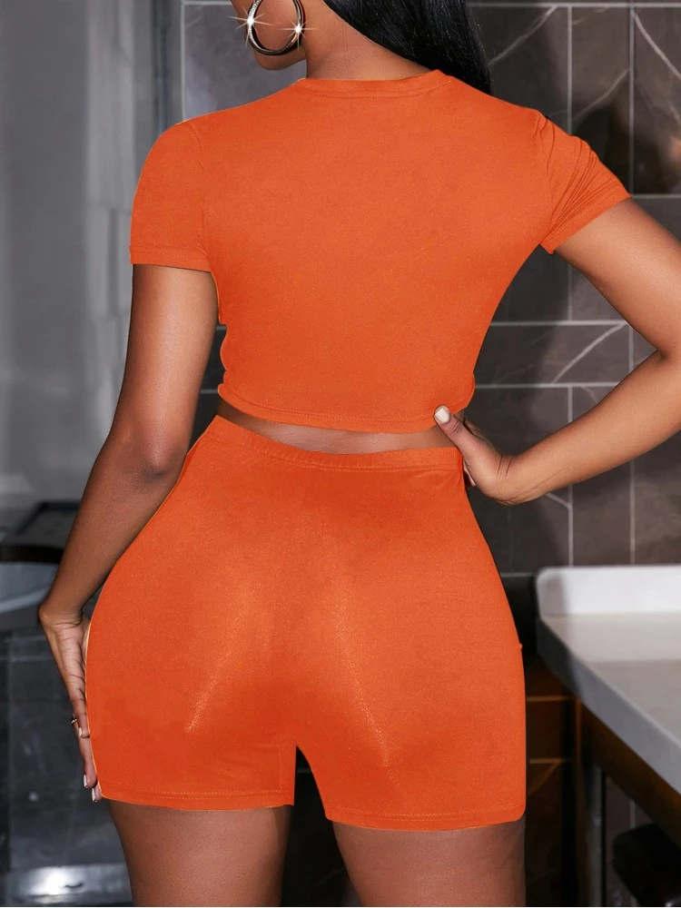 Cute Letter Printed Shorts Suits - Image 2