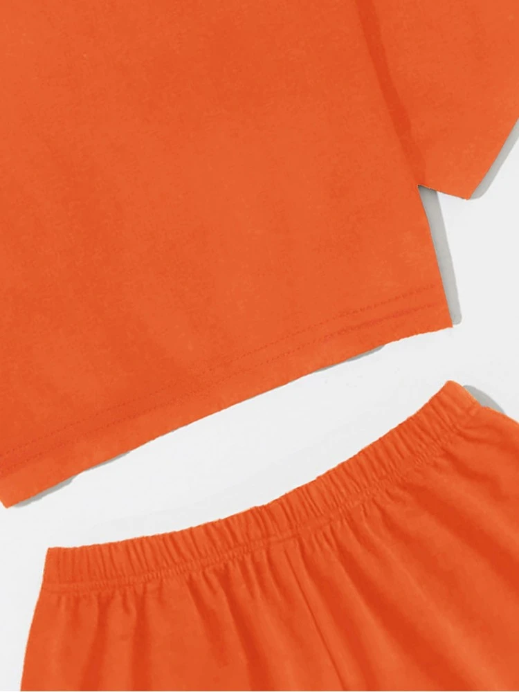 Cute Letter Printed Shorts Suits - Image 3