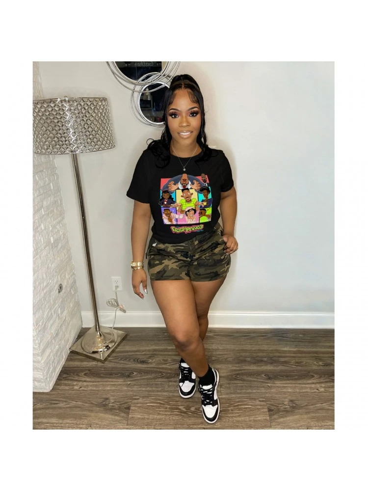 Printing Short Sleeve T-Shirt For Women