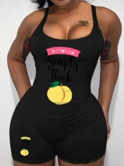 Women's Sexy Letter Printed Romper