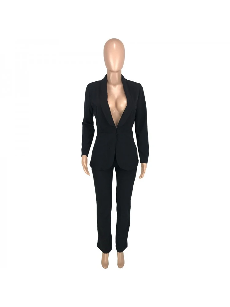 Casual Patchwork Pure Color Two-Piece Set Women - Image 4