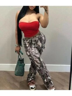 Straight Leg Casual Printing Pants