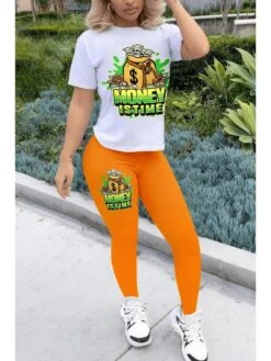 Women's Casual Letter Printing Trousers Suit