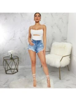 Fashion Ripped Skinny Denim Shorts