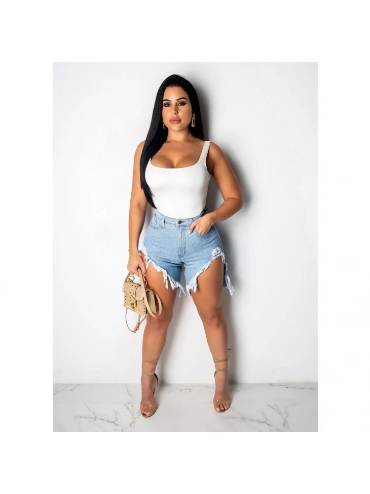 Fashion Ripped Denim Slit Shorts