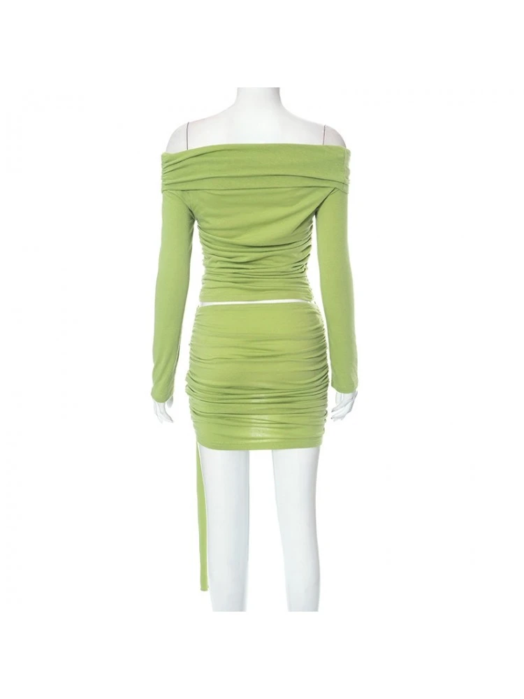 Backless Knot/Twist Front Bandage Slim Casual Skirt Sets - Image 5