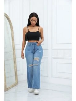 Fall Fashion Ripped Wide-leg Jeans