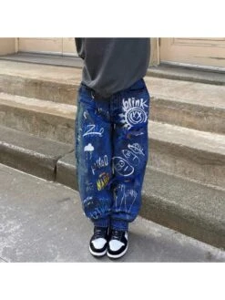 Print Mid-rise Straight Jeans