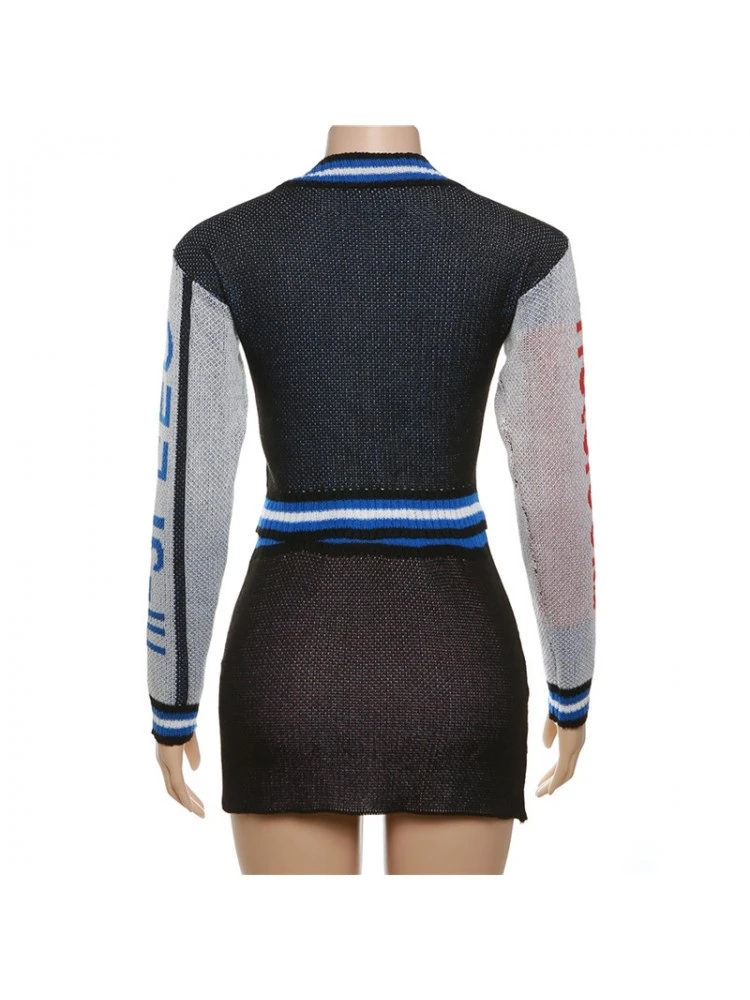 Embroidery Knitting Colorblock Skirt Set - Image 8