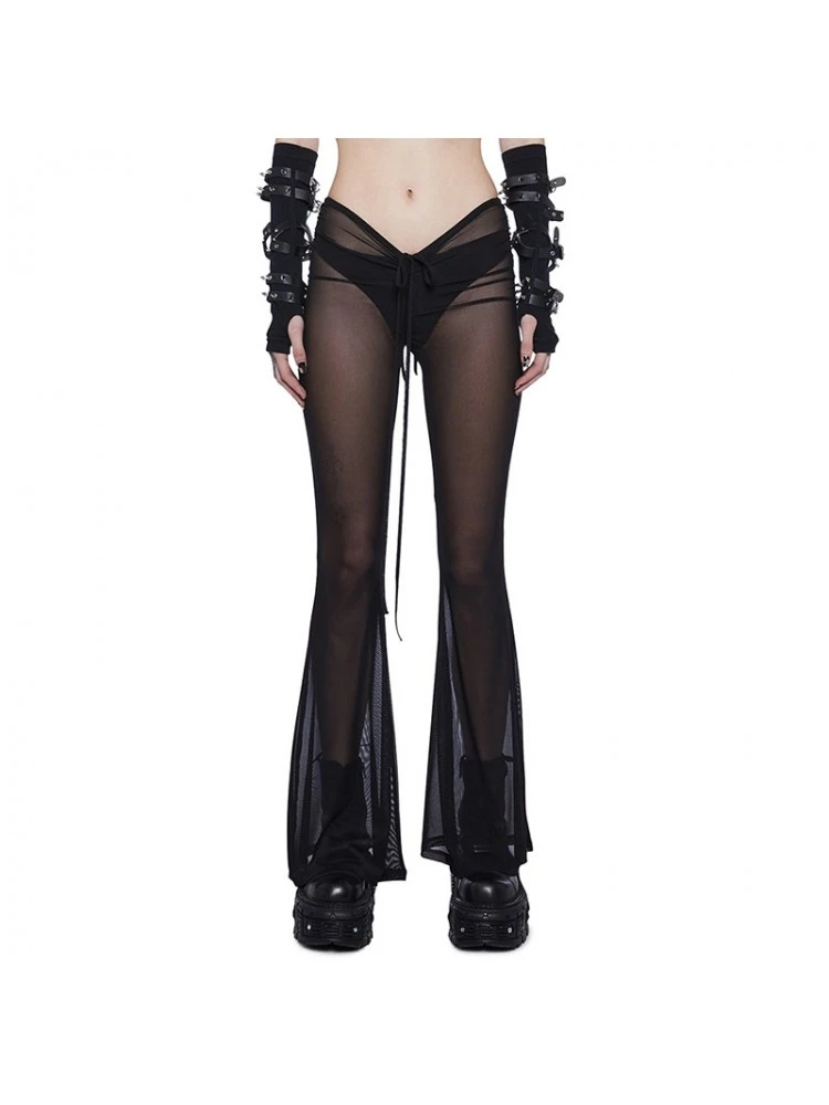 See Through Gauze Flared Pants - Image 3