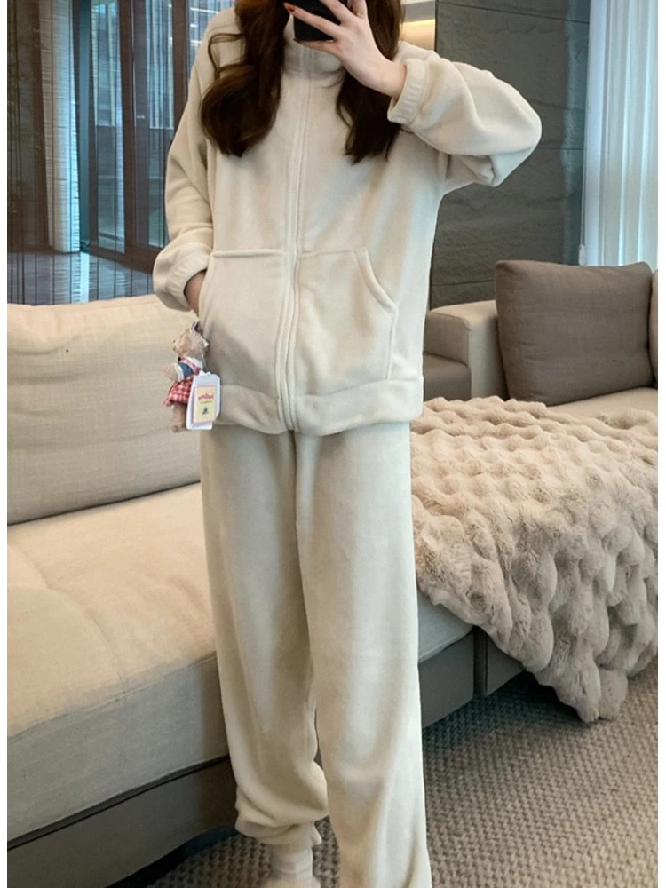 Patchwork High Rise Loose Pajamas Trouser Sets - Image 3