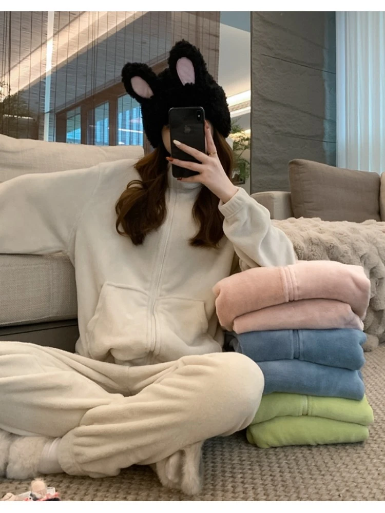 Patchwork High Rise Loose Pajamas Trouser Sets - Image 4