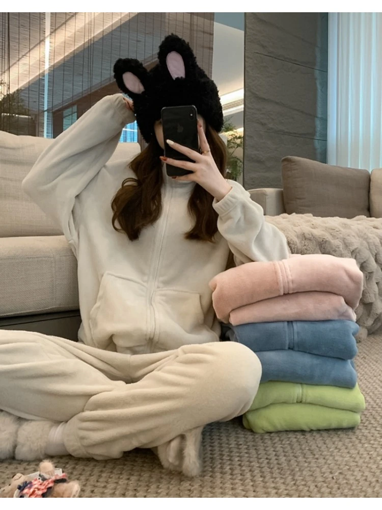 Patchwork High Rise Loose Pajamas Trouser Sets - Image 5