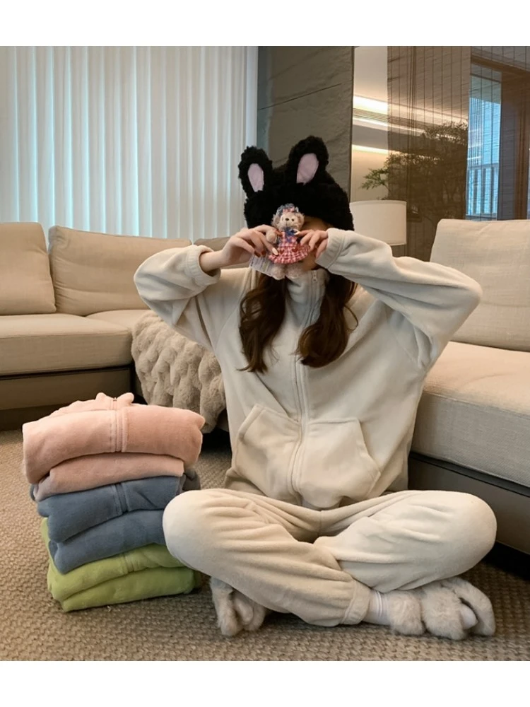 Patchwork High Rise Loose Pajamas Trouser Sets - Image 6