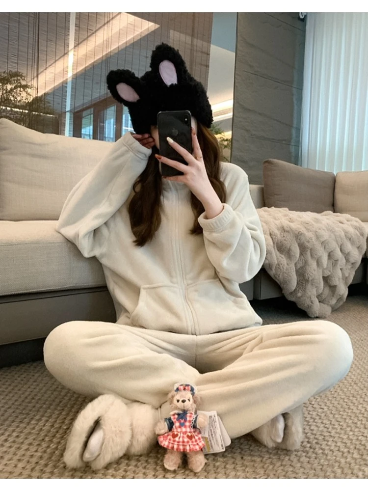 Patchwork High Rise Loose Pajamas Trouser Sets - Image 7