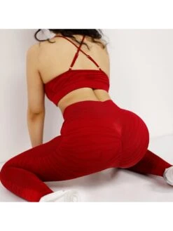 Striped Spaghetti Straps Slim Yoga Sets